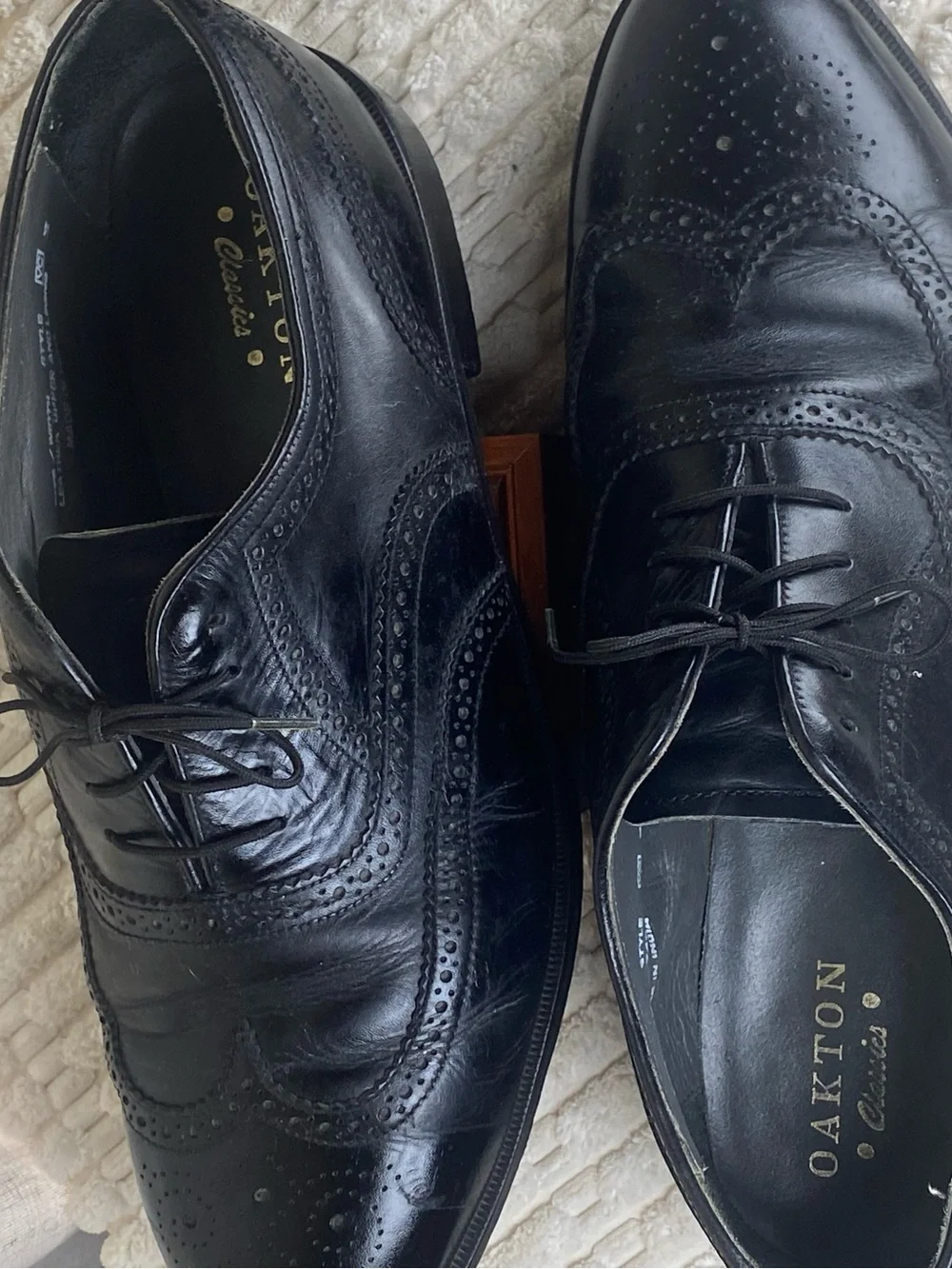 Oakton Classics Black Leather Wingtip Oxford Dress Shoes 13D